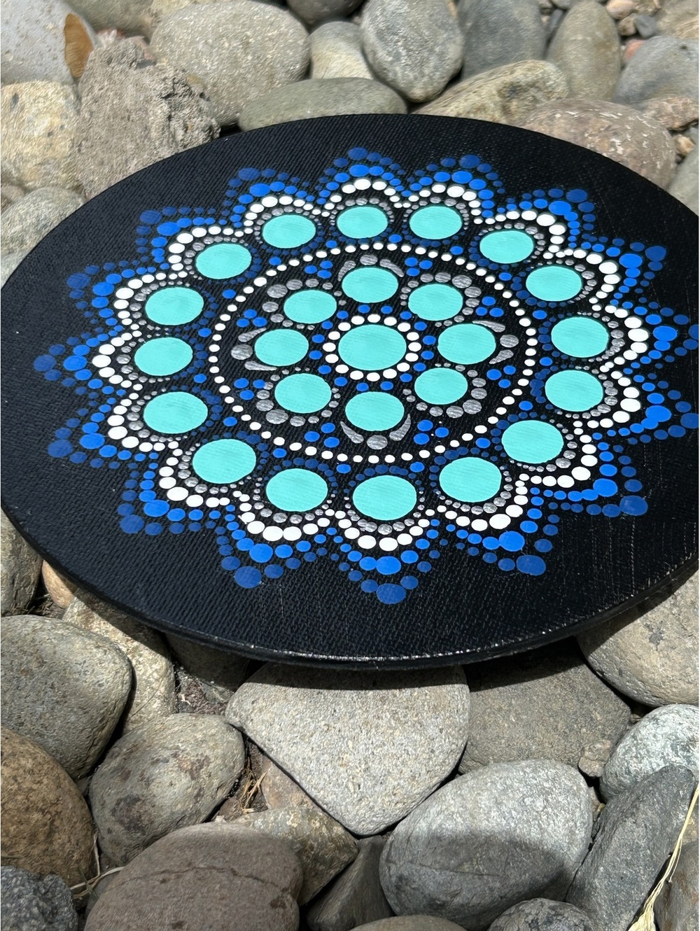 Blue Hand-Painted Mandala Magnet | Original Acrylic Art | 6” Magnet | Boho M010